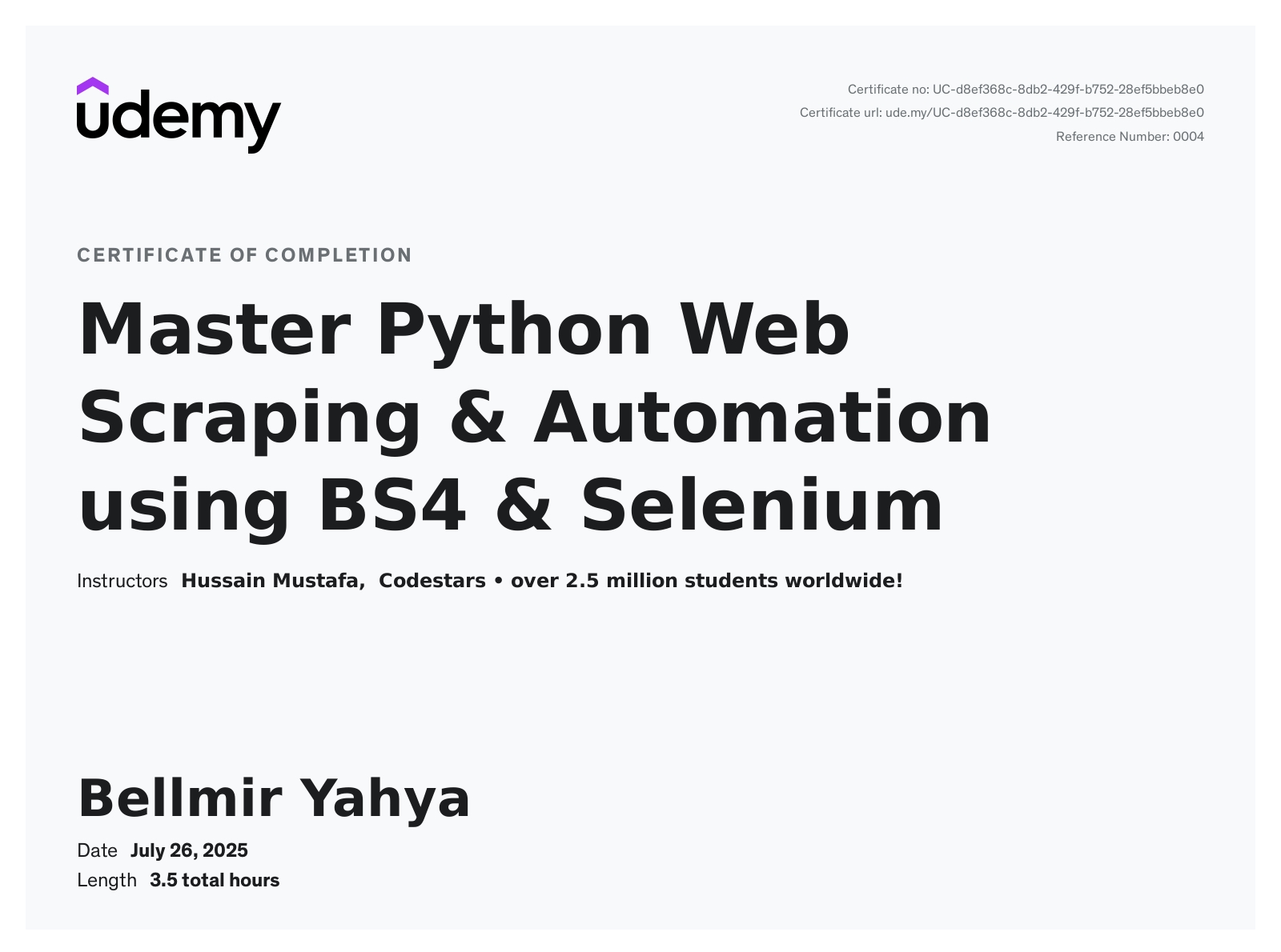 Python Web Scraping Certification