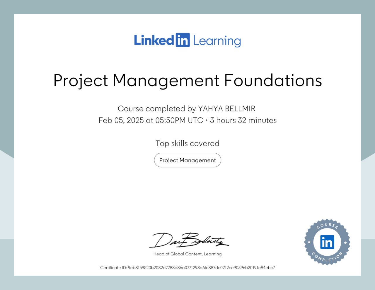 LinkedIn Learning Project Management Certification